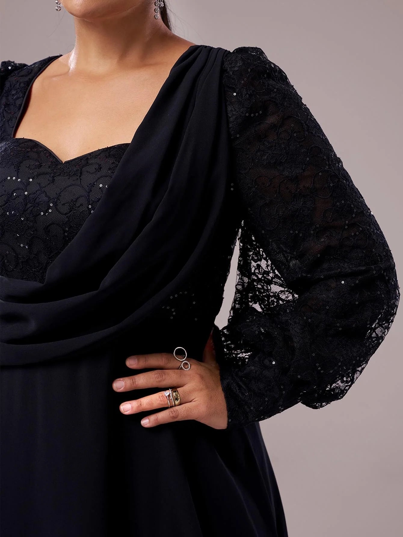 Elegant A-line Square Neck Long Sleeve Zipper Up Floor-Length Plus Size Prom Dress